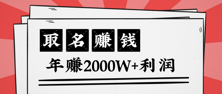王通：不要小瞧任何一个小领域，取名技能也能快速赚钱，年赚2000W+利润-千羽资源库