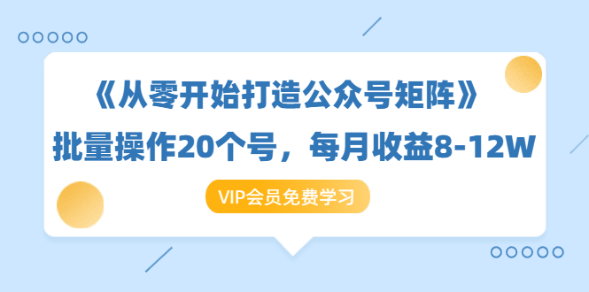 《从零开始打造公众号矩阵》批量操作20个号，每月收益大概8-12W（44节课）-千羽资源库