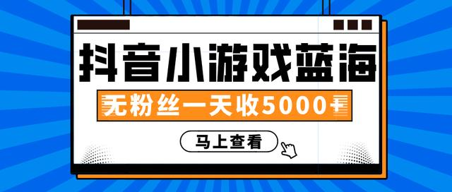 赚钱计划：抖音小游戏蓝海项目，无粉丝一天收入5000+-千羽资源库