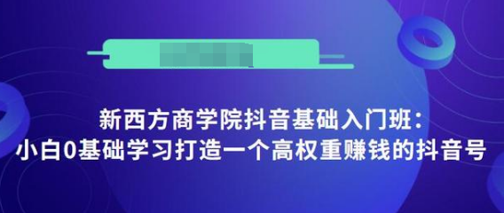 抖音基础入门班：小白0基础学习打造一个高权重赚钱的抖音号-千羽资源库