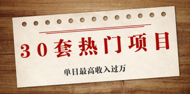 30套热门项目：单日最高收入过万 (网赚项目、朋友圈、涨粉套路、抖音、快手)等-千羽资源库