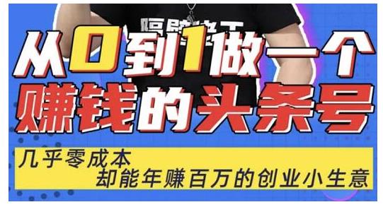 佬王·从0到1做一个赚钱的头条号，几乎零成本，却能年赚百万的创业项目-千羽资源库