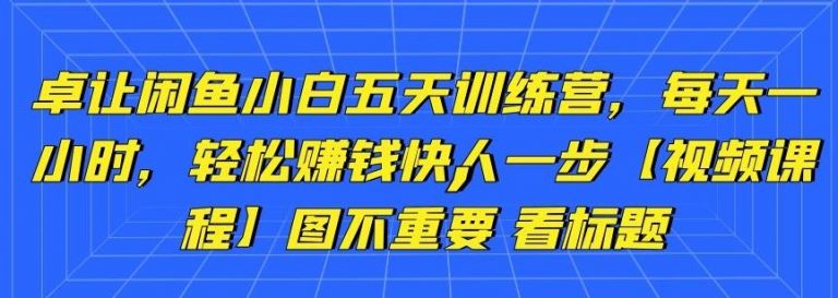 卓让闲鱼小白五天训练营，每天一小时，轻松赚钱快人一步-千羽资源库