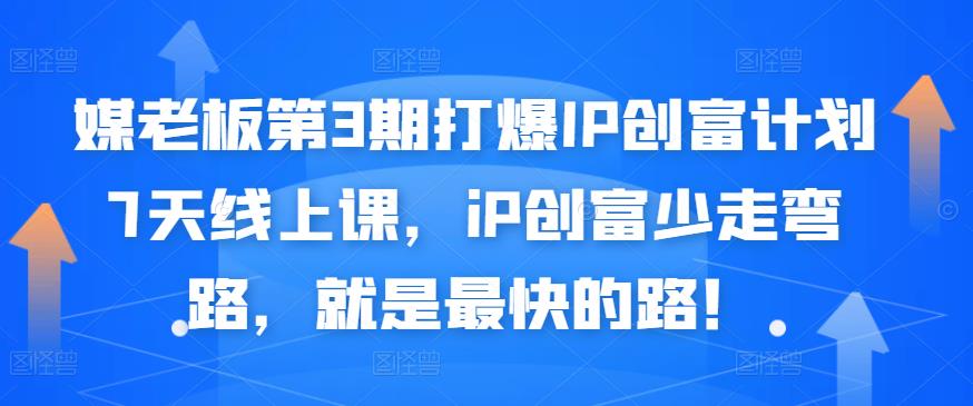 媒老板第3期打爆IP创富计划7天线上课，iP创富少走弯路，就是最快的路！-千羽资源库