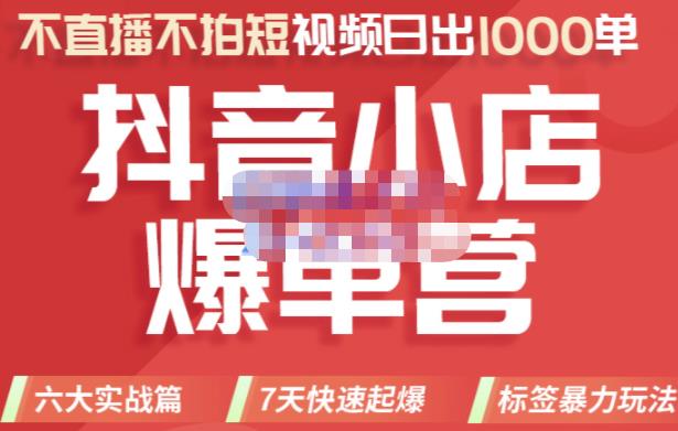 推易电商·2022年抖音小店爆单营，不直播、不拍短视频、日出1000单，暴力玩法-千羽资源库