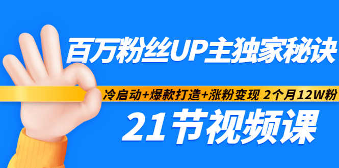 百万粉丝UP主独家秘诀：冷启动+爆款打造+涨粉变现2个月12W粉（21节视频课)-千羽资源库