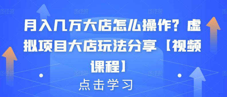 月入几万大店怎么操作？虚拟项目大店玩法分享【视频课程】-千羽资源库