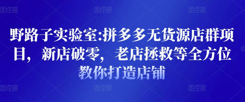 野路子实验室:拼多多无货源店群项目，新店破零，老店拯救等全方位教你打造店铺-千羽资源库