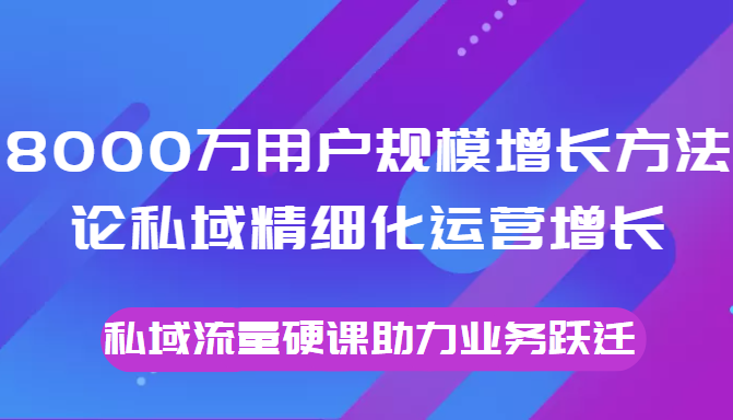 8000万用户规模增长方法论私域精细化运营增长，私域流量硬课助力业务跃迁-千羽资源库