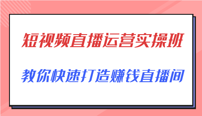 短视频直播运营实操班，直播带货精细化运营实操，教你快速打造赚钱直播间-千羽资源库