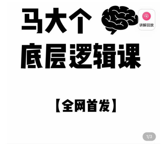 马大个·底层逻辑课，51节底层逻辑智慧课-价值1980元-千羽资源库