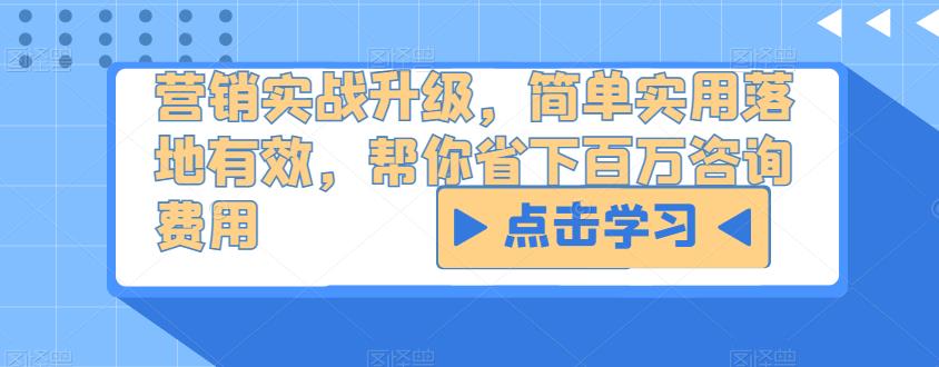 营销实战升级，简单实用落地有效，帮你省下百万咨询费用-千羽资源库
