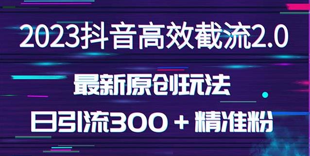 日引300＋创业粉，独家抖音高效截流2.0玩法（价值1280）-千羽资源库