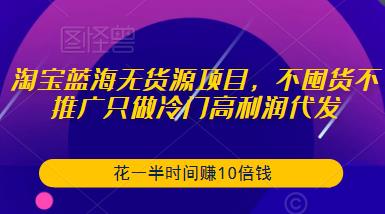 淘宝蓝海无货源项目，不囤货不推广只做冷门高利润代发，花一半时间赚10倍钱-千羽资源库