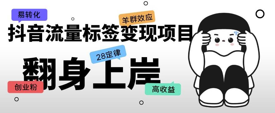 抖音流量标签变现项目，抖音创业粉轻松转化，单价高收益简单-千羽资源库