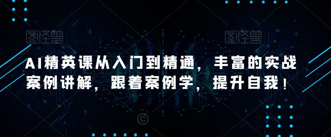 AI精英课从入门到精通，丰富的实战案例讲解，跟着案例学，提升自我！-千羽资源库