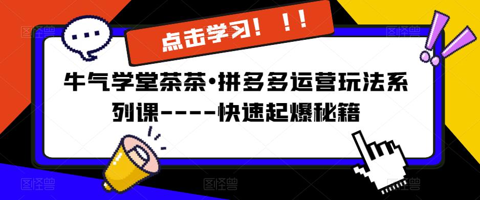 牛气学堂茶茶•拼多多运营玩法系列课—-快速起爆秘籍【更新】-千羽资源库