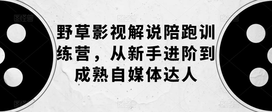 野草影视解说陪跑训练营，从新手进阶到成熟自媒体达人-千羽资源库
