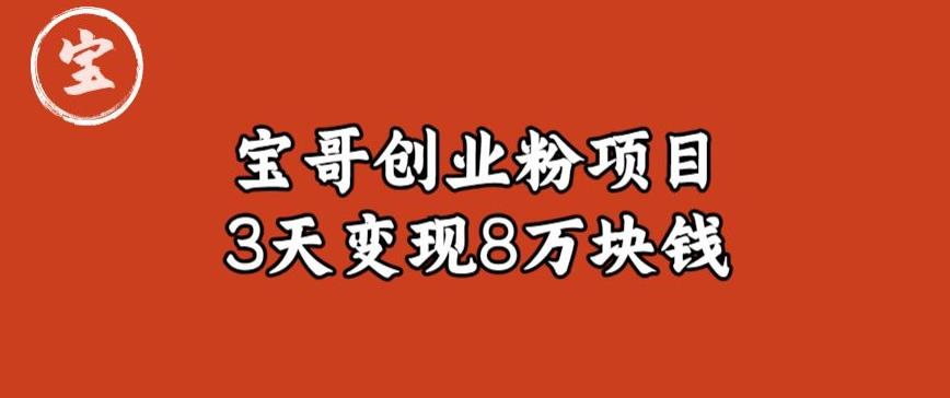 宝哥IP图文创业粉引流项目实战分享：单个账号3天涨粉1万，变现8万块钱（图文教程）【揭秘】-千羽资源库