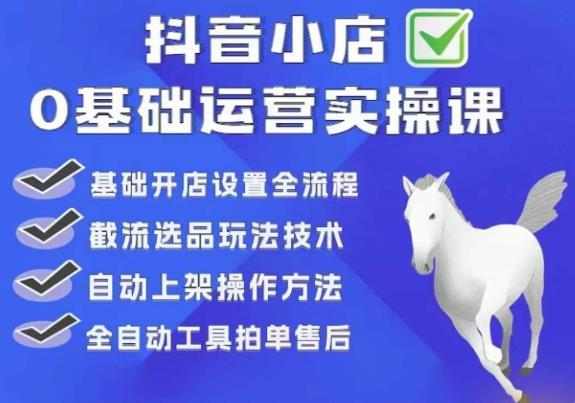 白马电商·0基础抖店运营实操课，基础开店设置全流程，截流选品玩法技术-千羽资源库