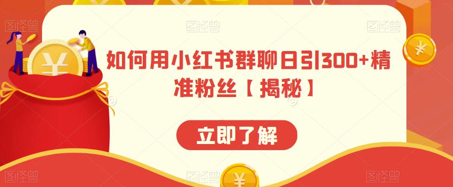 如何用小红书群聊日引300+精准粉丝【揭秘】-千羽资源库
