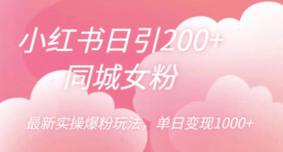 小红书日引200+同城女粉，最新实操爆粉玩法，单日变现1000+【揭秘】-千羽资源库