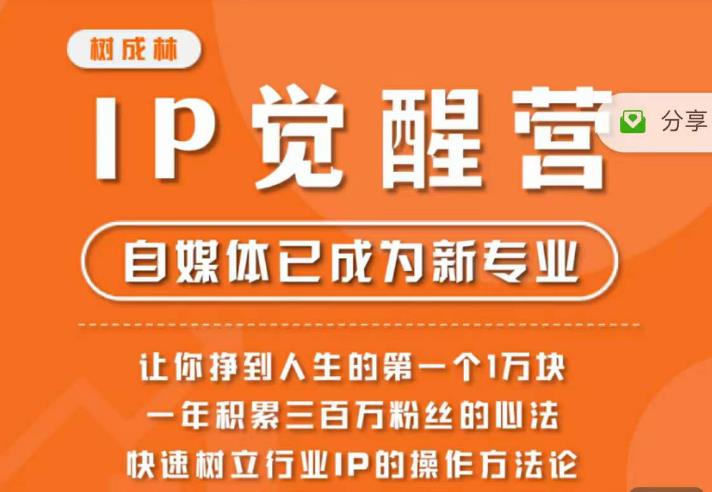 树成林·IP觉醒营，快速树立行业IP的操作方法论，让你赚到人生的第一个1万块（更新）-千羽资源库