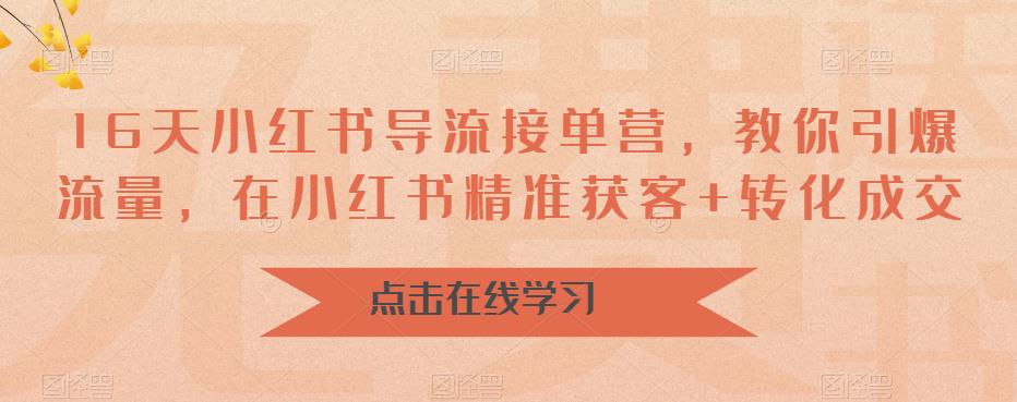16天小红书导流接单营，教你引爆流量，在小红书精准获客+转化成交-千羽资源库