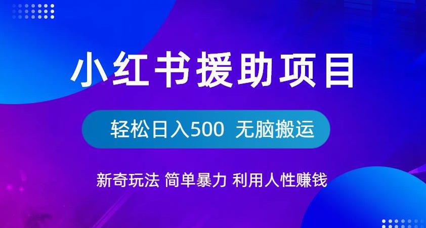 小红书援助项目新奇玩法，简单暴力，无脑搬运轻松日入500【揭秘】-千羽资源库
