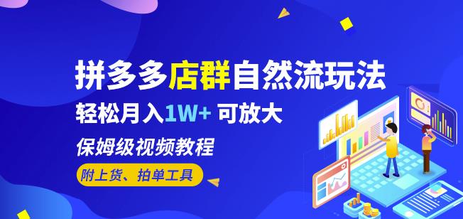 拼多多店群自然流玩法，轻松月入1W+保姆级视频教程（附上货、拍单工具）-千羽资源库