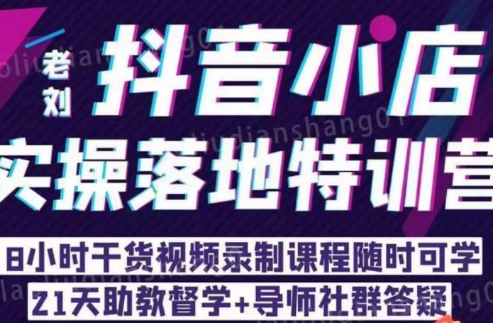 老刘·抖店商品卡流量，​抖音小店实操落地特训营，8小时干货视频录制课程随时可学-千羽资源库