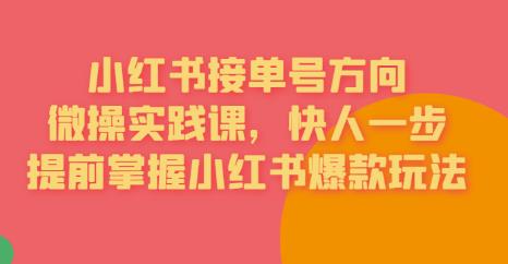 接单号方向·小红书微操实践课，快人一步，提前掌握小红书爆款玩法-千羽资源库