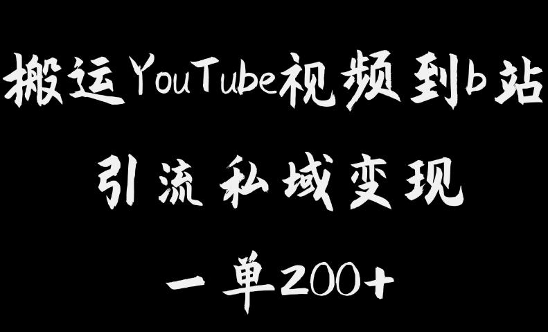 搬运YouTube视频到b站，引流私域一单利润200+，几乎0成本！【揭秘】-千羽资源库