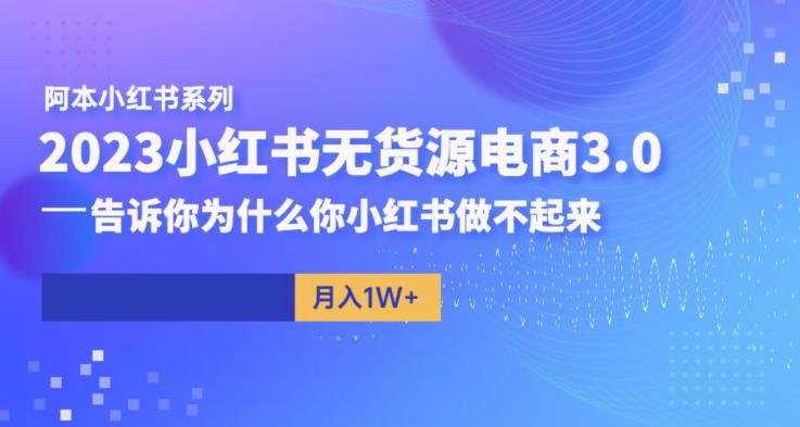 阿本小红书无货源电商3.0，告诉你为什么你小红书做不起来-千羽资源库