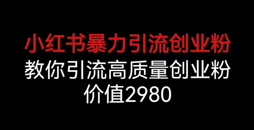 小红书暴力引流创业粉，教你引流高质量创业粉，价值2980【揭秘】-千羽资源库