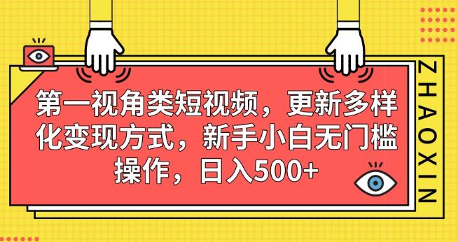 第一视角类短视频，更新多样化变现方式，新手小白无门槛操作，日入500+【揭秘】-千羽资源库