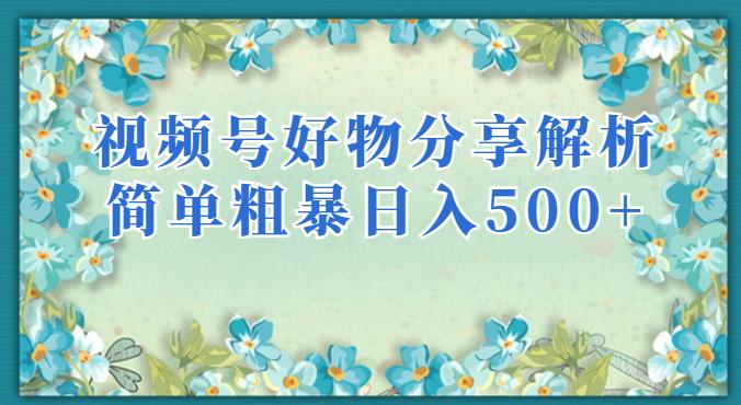 视频号好物分享解析，简单粗暴可以批量方大的项目【揭秘】-千羽资源库