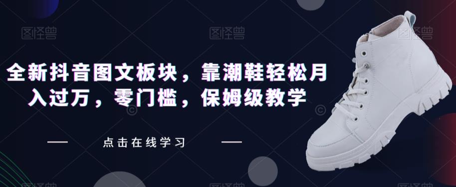 全新抖音图文板块，靠潮鞋轻松月入过万，零门槛，保姆级教学【揭秘】-千羽资源库