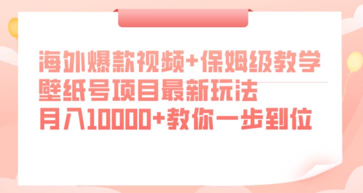海外爆款视频+保姆级教学，壁纸号项目最新玩法，月入10000+教你一步到位【揭秘】-千羽资源库