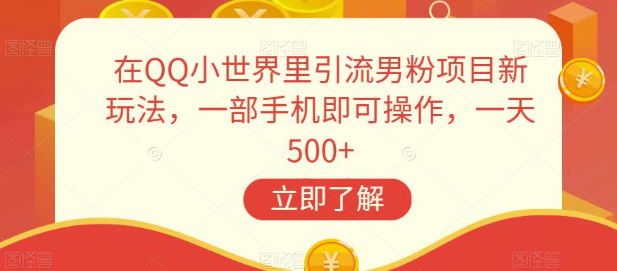 在QQ小世界里引流男粉项目新玩法，一部手机即可操作，一天500+【揭秘】-千羽资源库