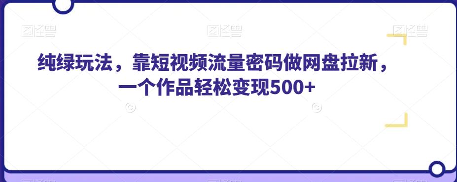 纯绿玩法，靠短视频流量密码做网盘拉新，一个作品轻松变现500+【揭秘】-千羽资源库