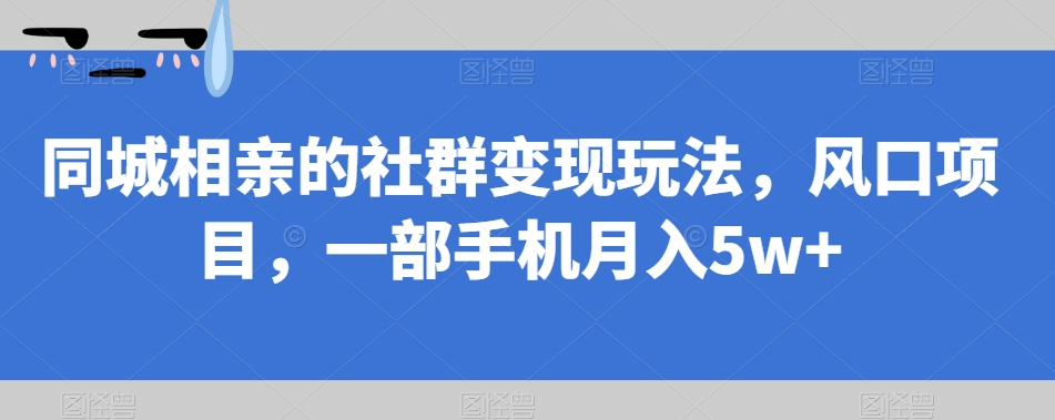 同城相亲的社群变现玩法，风口项目，一部手机月入5w+【揭秘】-千羽资源库