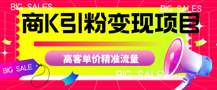 商K引粉变现项目，高客单价精准流量【揭秘】-千羽资源库