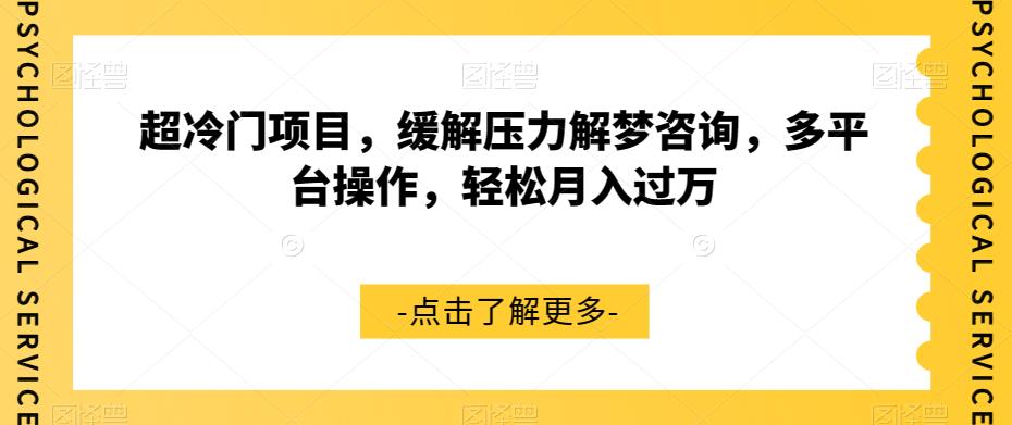 超冷门项目，缓解压力解梦咨询，多平台操作，轻松月入过万【揭秘】-千羽资源库
