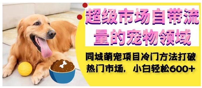 超级市场自带流量的宠物领域，同城萌宠项目冷门方法打破热门市场，小白轻松600+-千羽资源库