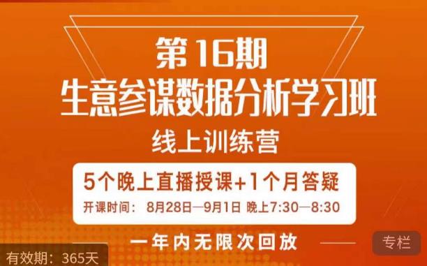 宁静·生意参谋数据分析学习班，解决商家4大痛点，学会分析数据，打造爆款！-千羽资源库