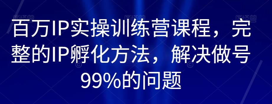 百万IP实操训练营课程，完整的IP孵化方法，解决做号99%的问题-千羽资源库