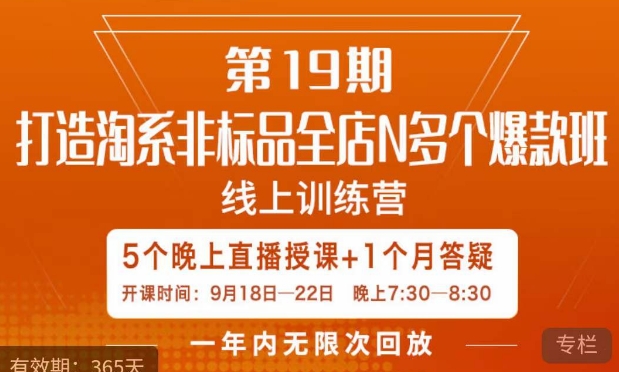 打造淘系非标全店N多个爆款线上课，​5天直播课-千羽资源库