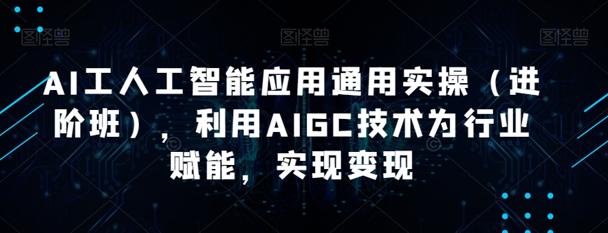 AI工人工智能应用通用实操（进阶班），利用AIGC技术为行业赋能，实现变现-千羽资源库