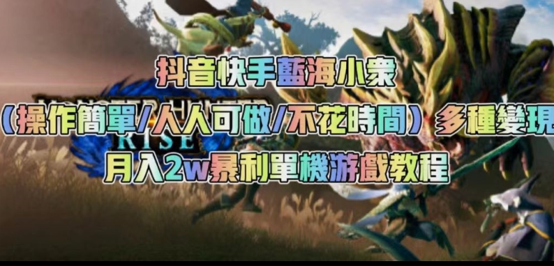 抖音快手蓝海小众（操作简单人人可做不花时间）多种变现月入2w＋暴利单机游戏教程-千羽资源库